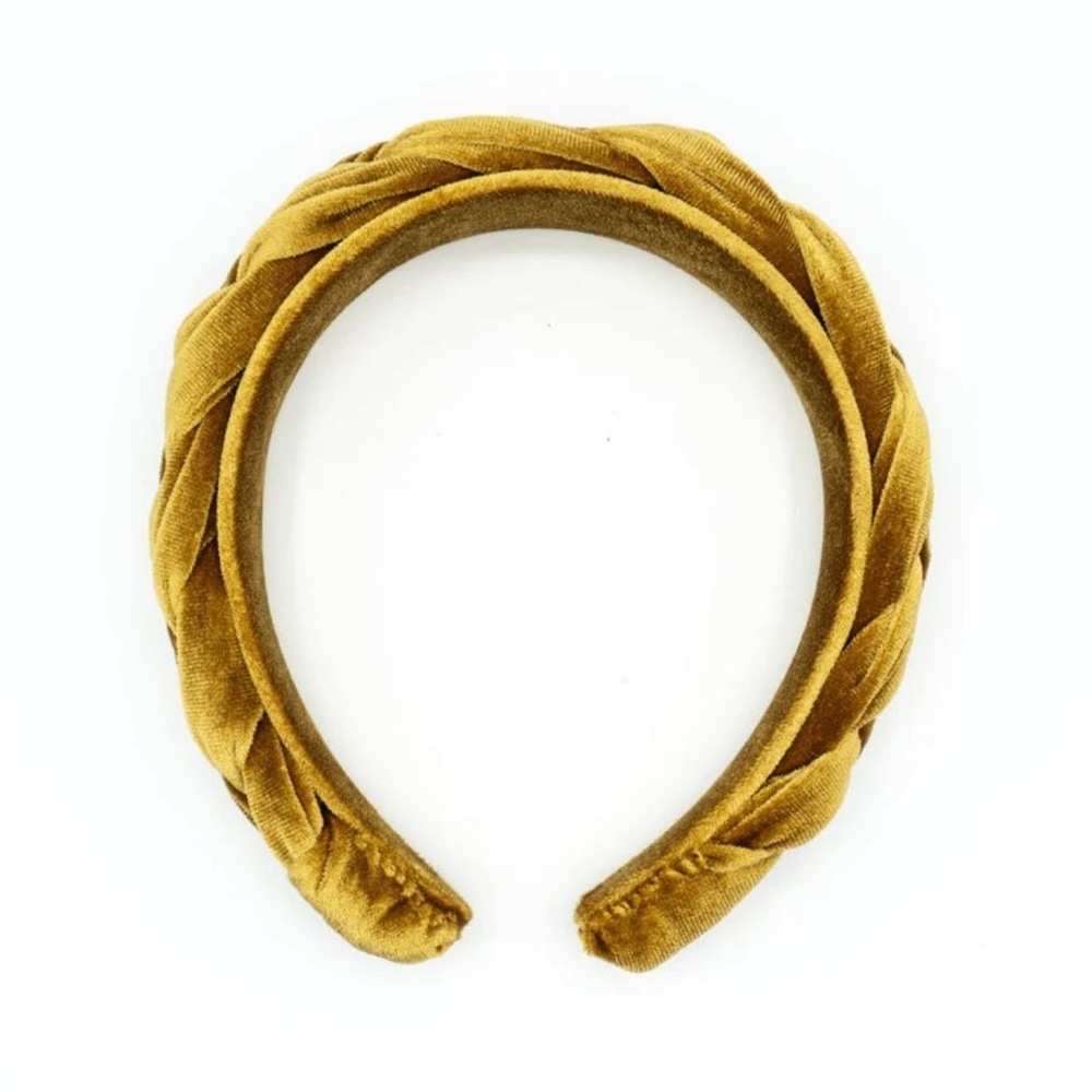 Anthropologie gold velvet braided headband